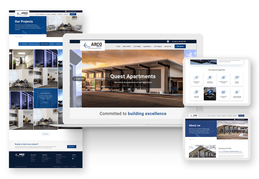 Gazxum created the website for construction company ARCO to present their services